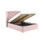 Pink Velvet Double Ottoman Bed with Winged Headboard - Safina