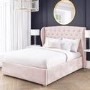 GRADE A1 - Safina Wing Back Double Ottoman Bed in Baby Pink Velvet