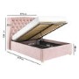 Pink Velvet King Size Ottoman Bed with Winged Headboard - Safina