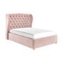 Pink Velvet King Size Ottoman Bed with Winged Headboard - Safina