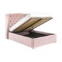 Pink Velvet King Size Ottoman Bed with Winged Headboard - Safina