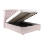 ONLY OPENED - Safina King Size Wing Back Ottoman Bed in Baby Pink Velvet