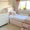 GRADE A2 - Safina Wing Back Single Bed in Baby Pink Velvet with Underbed Drawer
