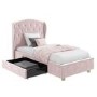 GRADE A2 - Safina Wing Back Single Bed in Baby Pink Velvet with Underbed Drawer