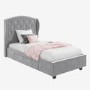 GRADE A1 - Safina Wing Back Single Bed in Grey Velvet with Underbed Drawer