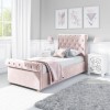 GRADE A1 - Safina Roll Top Single Sleigh Bed in Baby Pink Velvet