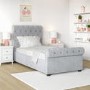 Grey Velvet Upholstered Single Sleigh Bed Frame - Safina