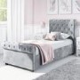 GRADE A1 - Safina Roll Top Single Sleigh Bed in Grey Velvet