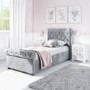 GRADE A2 - Safina Roll Top Single Sleigh Bed in Grey Velvet