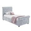 Grey Velvet Upholstered Single Sleigh Bed Frame - Safina