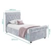 Grey Velvet Upholstered Single Sleigh Bed Frame - Safina