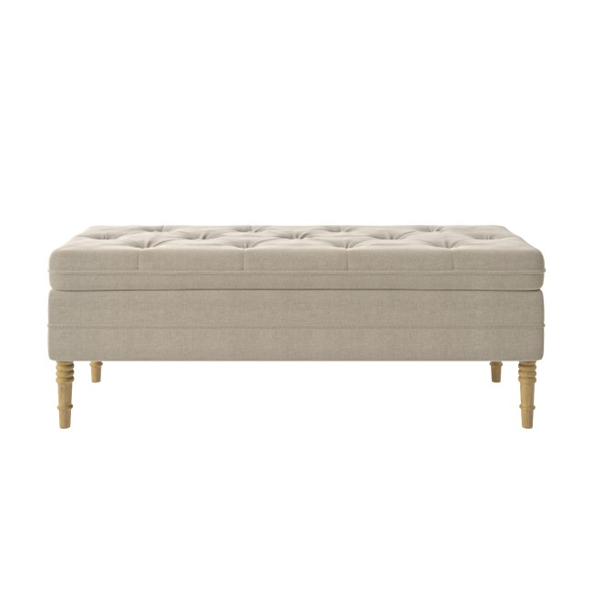 Beige Fabric End-of-Bed Ottoman Storage Bench - Safina