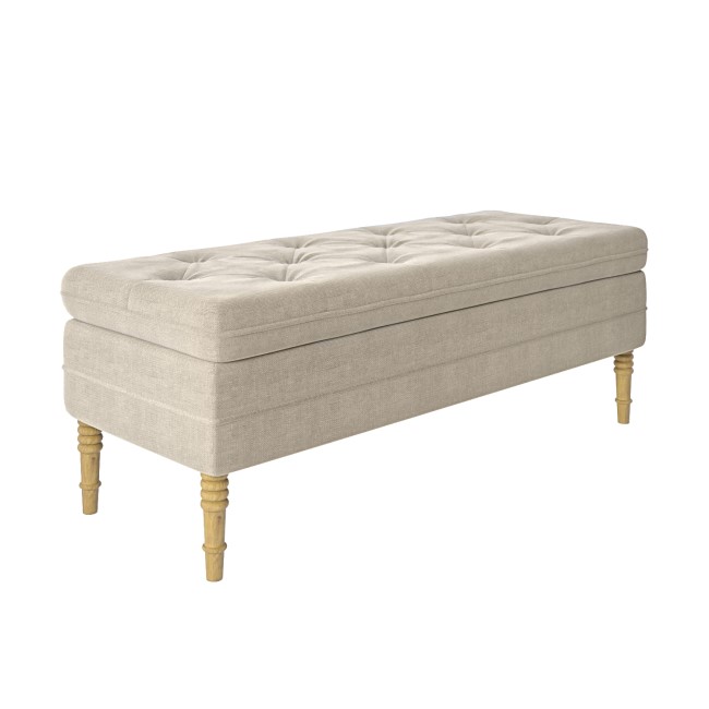 Beige Fabric End-of-Bed Ottoman Storage Bench - Safina