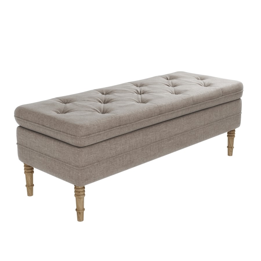 GRADE A1 - Safina Ottoman Storage Bench in Woven Beige Fabric