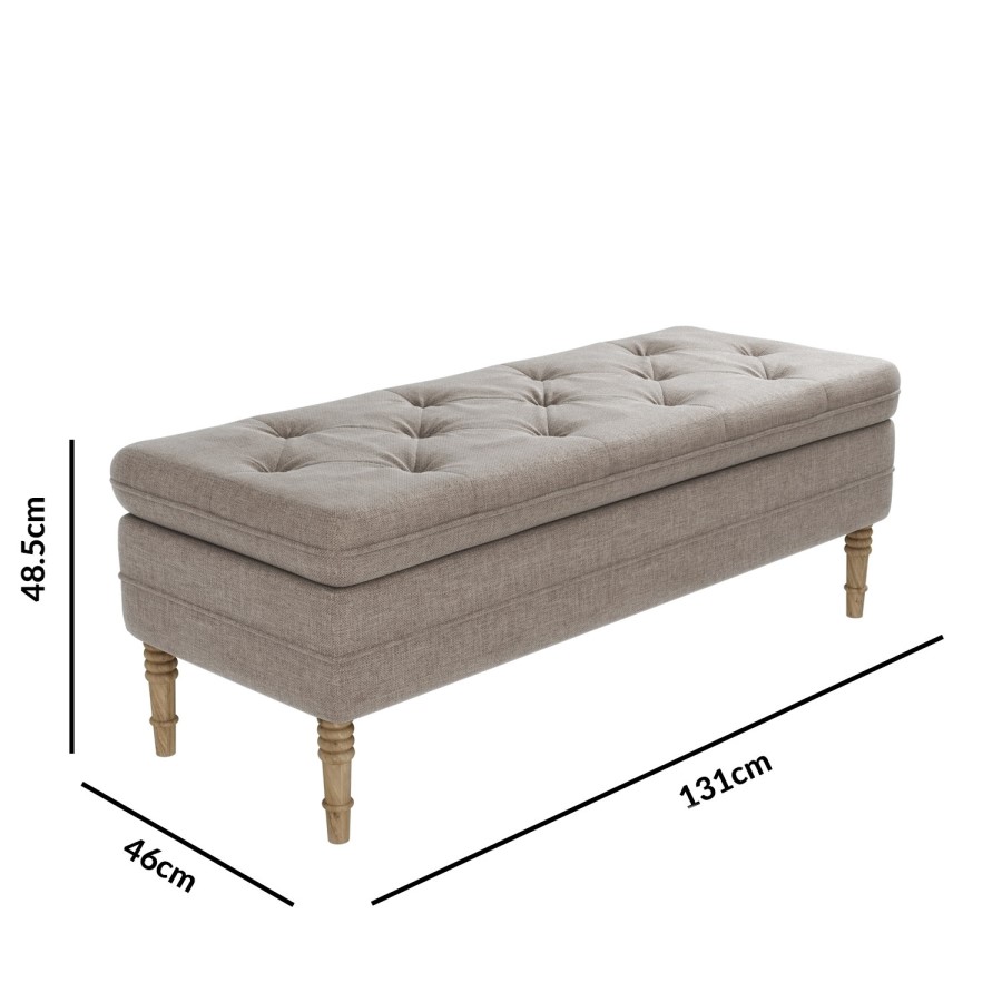 GRADE A1 - Safina Ottoman Storage Bench in Woven Beige Fabric