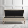 Beige Fabric End of Bed Ottoman Storage Bench - Safina