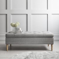 Grey Fabric End-of-Bed Ottoman Storage Bench - Safina