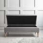GRADE A1 - Safina Ottoman Storage Bench in Woven Light Grey Fabric