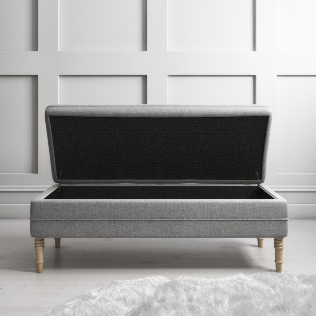 Grey Fabric End-of-Bed Ottoman Storage Bench - Safina