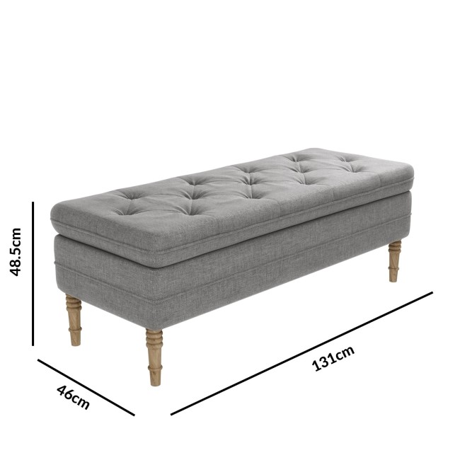 Grey Fabric End-of-Bed Ottoman Storage Bench - Safina