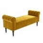 GRADE A1 - Safina Yellow Velvet Bench with Quilted Arm Rest