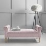 Safina Pink Velvet Hallway Bench with Quilted Arm Rest