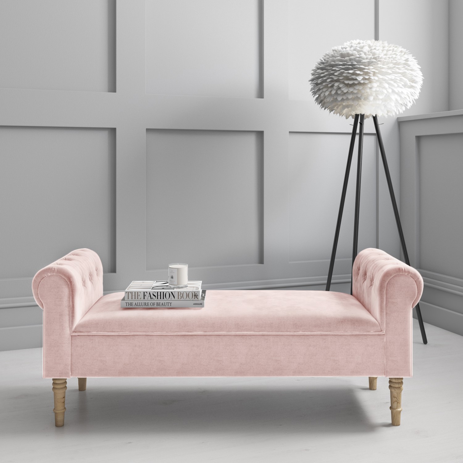 Velvet Bed End Sofa Bench Pink Velvet End-of-Bed Bench With