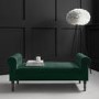 Green Velvet End-of-Bed Bench with Roll-Top Arms - Safina