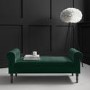Safina Green Velvet Hallway Bench with Quilted Arm Rest