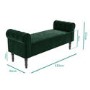 Green Velvet End-of-Bed Bench with Roll-Top Arms - Safina