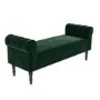 Safina Green Velvet Hallway Bench with Quilted Arm Rest