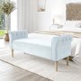 GRADE A2 - Safina End-of-Bed Bench in Light Blue Velvet with Chesterfield Armrests