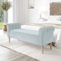 End-of-Bed Bench in Light Blue Velvet with Chesterfield Armrests - Safina