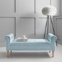 Safina Duck Egg Blue Velvet Hallway Bench with Quilted Arm Rest