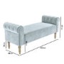 End-of-Bed Bench in Light Blue Velvet with Chesterfield Armrests - Safina