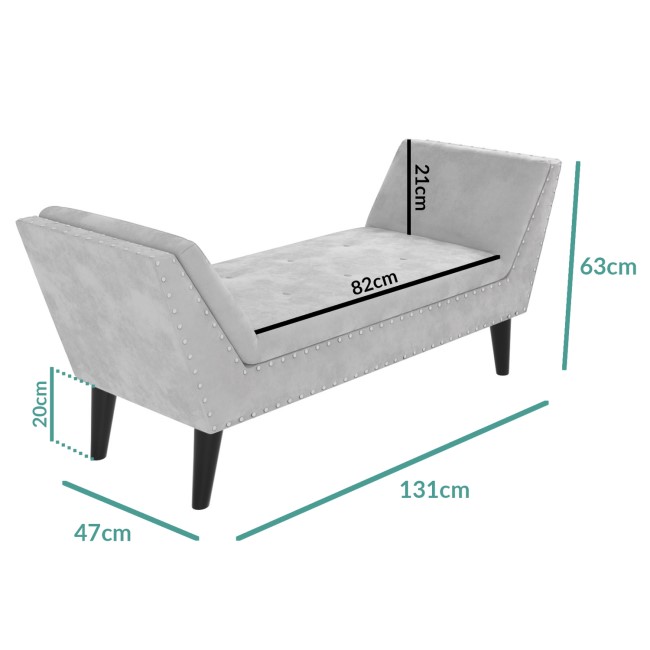 Light Grey Velvet End-of-Bed Bench - Safina