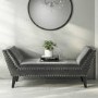 GRADE A1 - Safina Velvet Bench Seat with Stud Detailing in Dark Grey