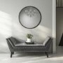 GRADE A1 - Safina Velvet Bench Seat with Stud Detailing in Dark Grey