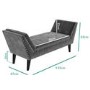 GRADE A2 - Safina Velvet Bench Seat with Stud Detailing in Dark Grey
