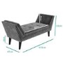 GRADE A1 - Safina Velvet Bench Seat with Stud Detailing in Dark Grey