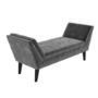 GRADE A2 - Safina Velvet Bench Seat with Stud Detailing in Dark Grey