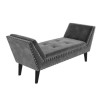 GRADE A1 - Safina Velvet Bench Seat with Stud Detailing in Dark Grey