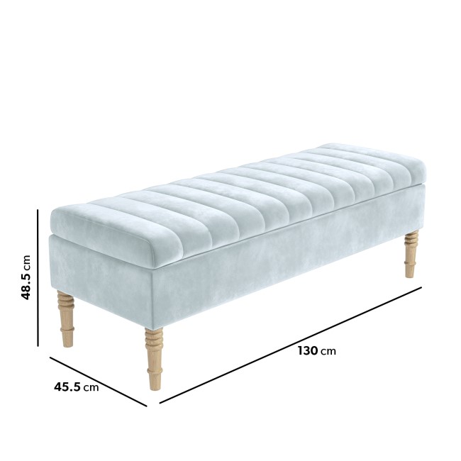 Light Blue Velvet End-of-Bed Ottoman Storage Bench - Safina