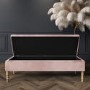 GRADE A1 - Safina Striped Top Ottoman Storage Bench in Baby Pink Velvet