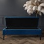 Navy Blue Velvet End-of-Bed Ottoman Storage Bench - Safina