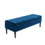GRADE A2 - Safina Striped Top Ottoman Storage Bench in Navy Blue Velvet