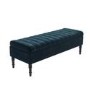 Safina Striped Top Storage Bench in Navy Blue Velvet