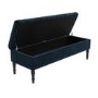Safina Striped Top Storage Bench in Navy Blue Velvet