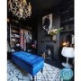 GRADE A2 - Safina Striped Top Ottoman Storage Bench in Navy Blue Velvet