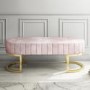 GRADE A1 - Safina Velvet Bench in Baby Pink with Gold Legs